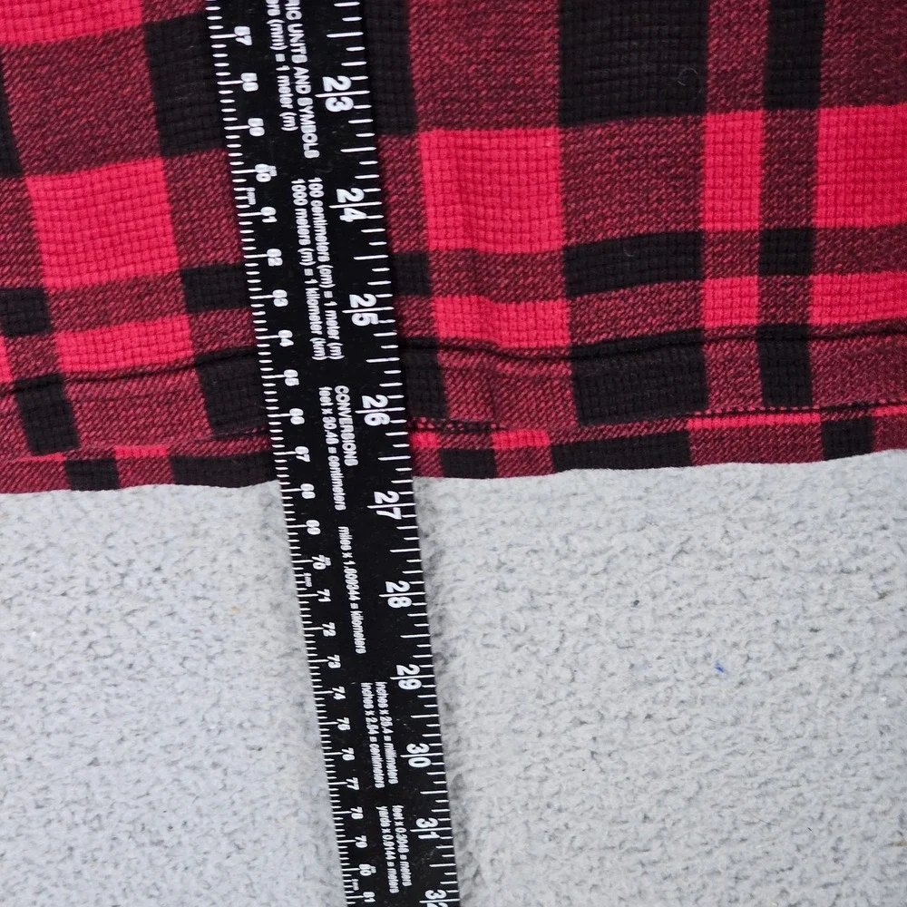 Polo Ralph Lauren Shirt Mens Medium Red Black Plaid Thermal Waffle Knit Pullover